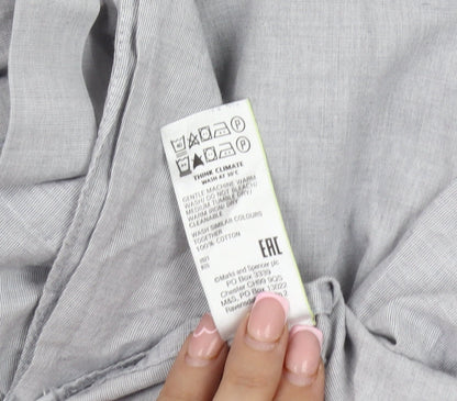 Marks and Spencer Men's Grey Long Sleeve Button-Up Shirt