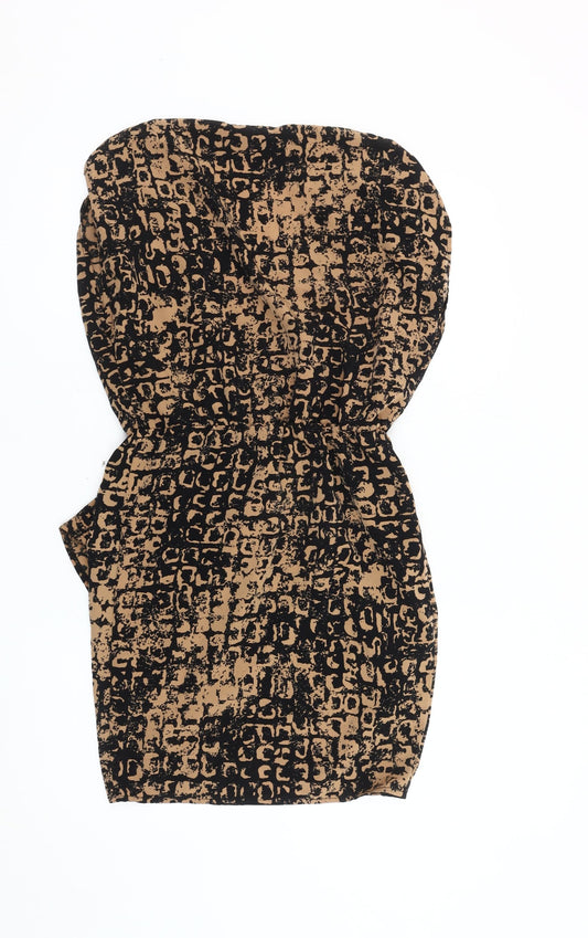 Topshop Women's Black Animal Print Dress Size 8
