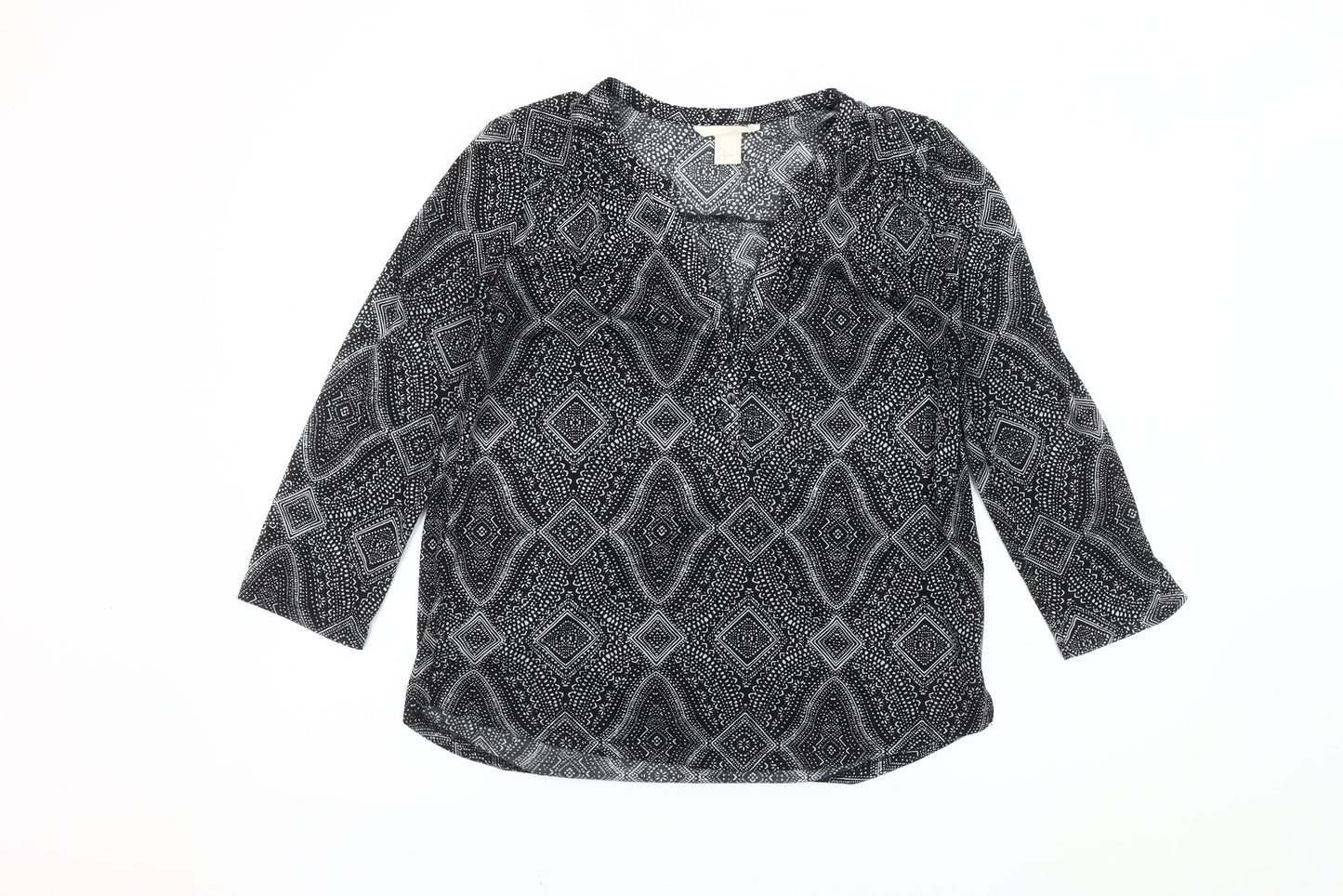 Womens UK Size 10 H&M Black Tunic Blouse