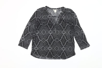 Womens UK Size 10 H&M Black Tunic Blouse