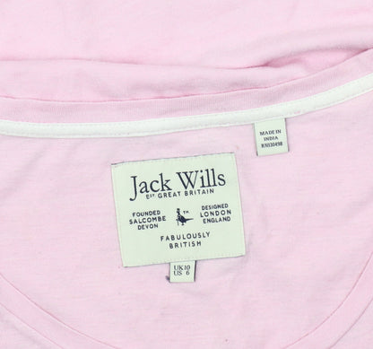 Jack Wills Women's Pink Basic T-Shirt Size 10