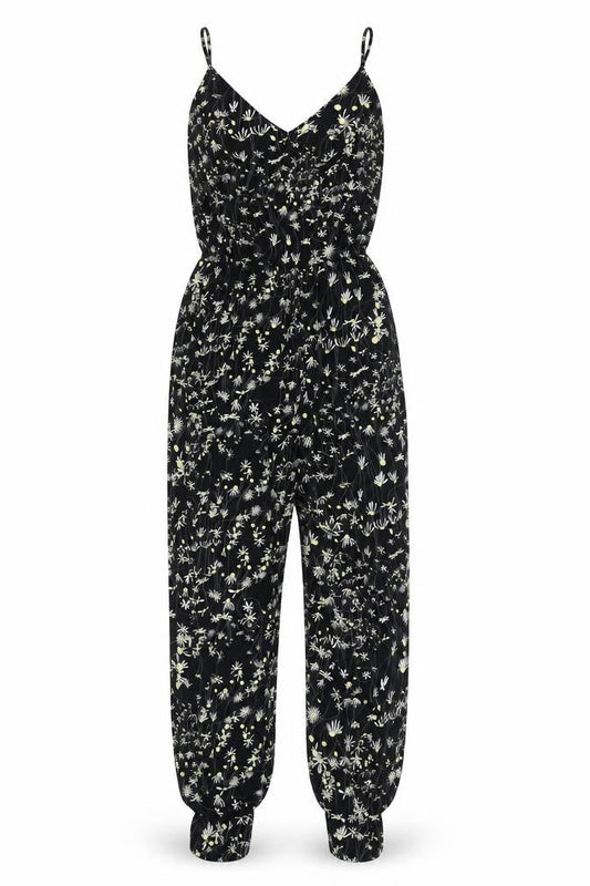 H&M Conscious Women's Black Floral Jumpsuit Size 6