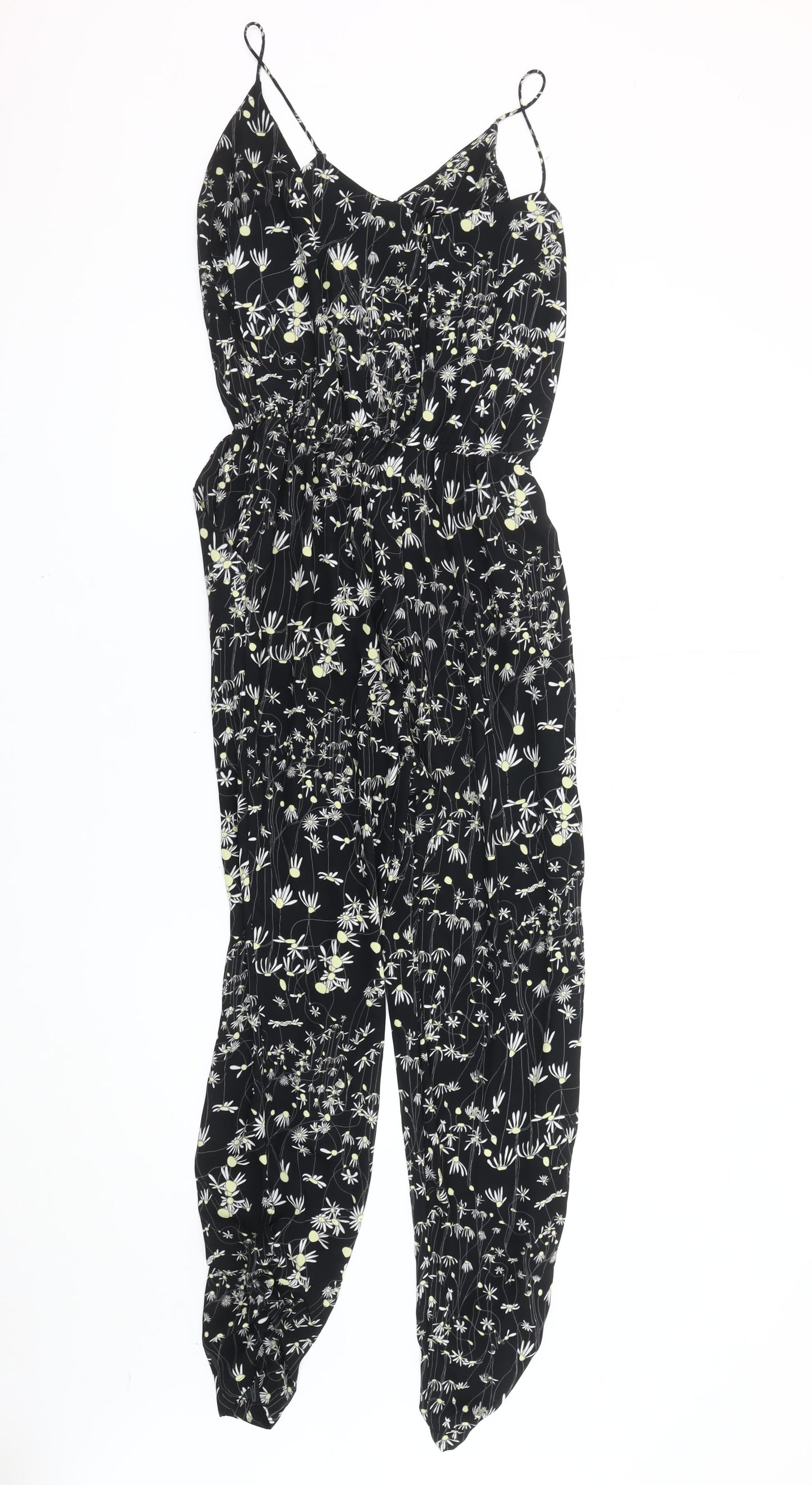 H&M Conscious Women's Black Floral Jumpsuit Size 6