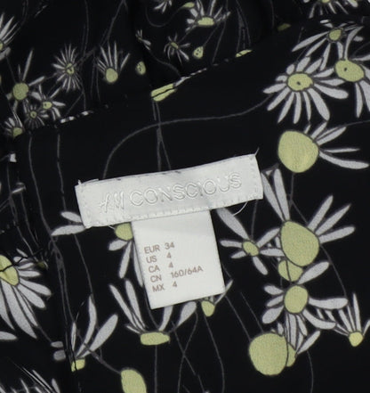 H&M Conscious Women's Black Floral Jumpsuit Size 6