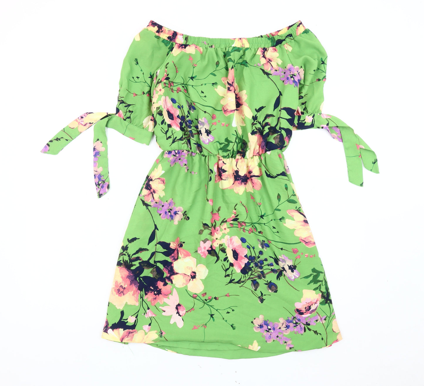 New York & Company Women's Green Floral A-Line Dress S