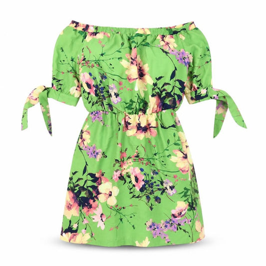 New York & Company Women's Green Floral A-Line Dress S