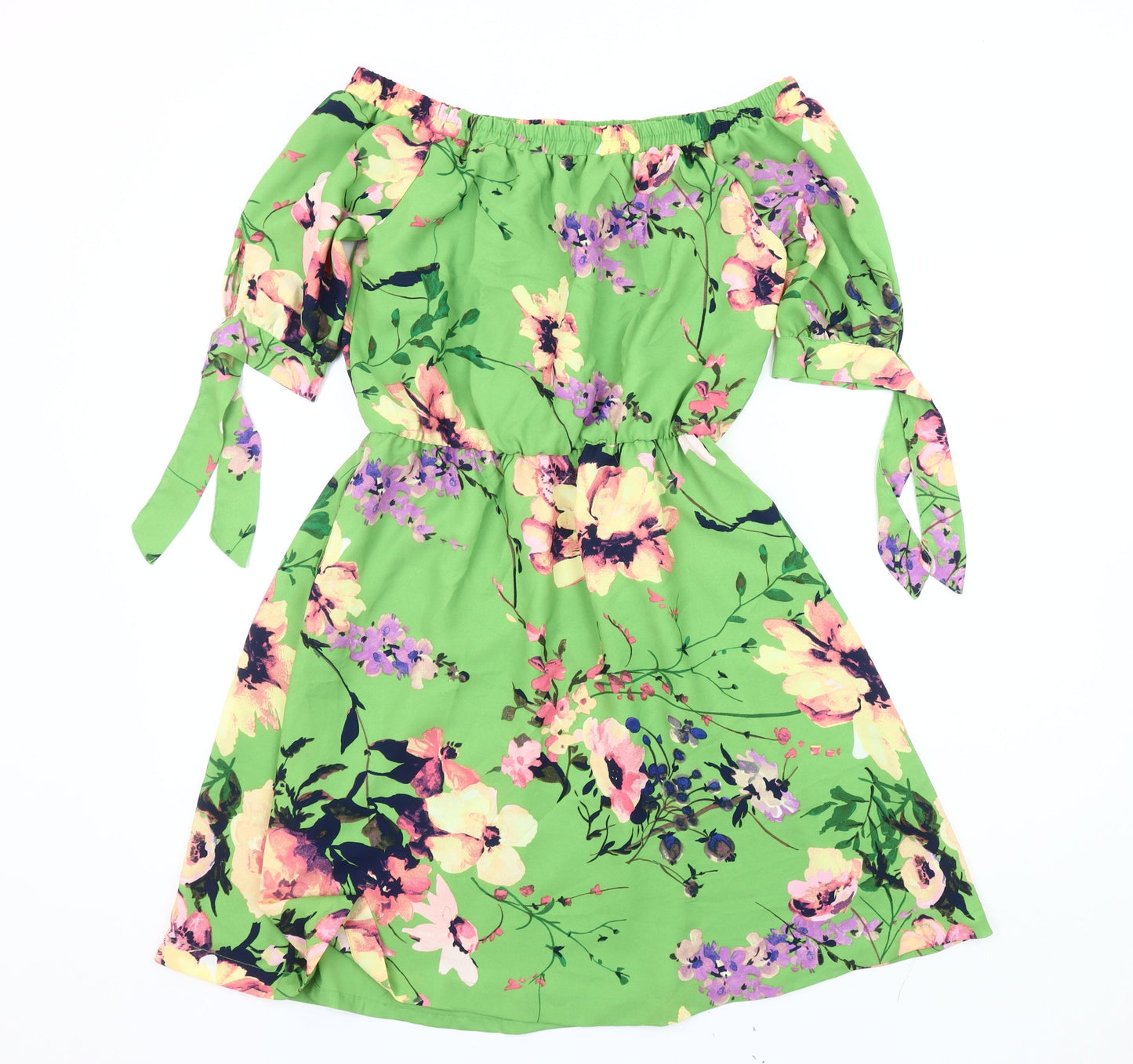 New York & Company Women's Green Floral A-Line Dress S