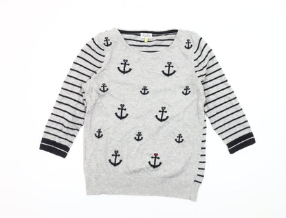 Heyton Women's Grey Striped Nautical Jumper, L Size 14