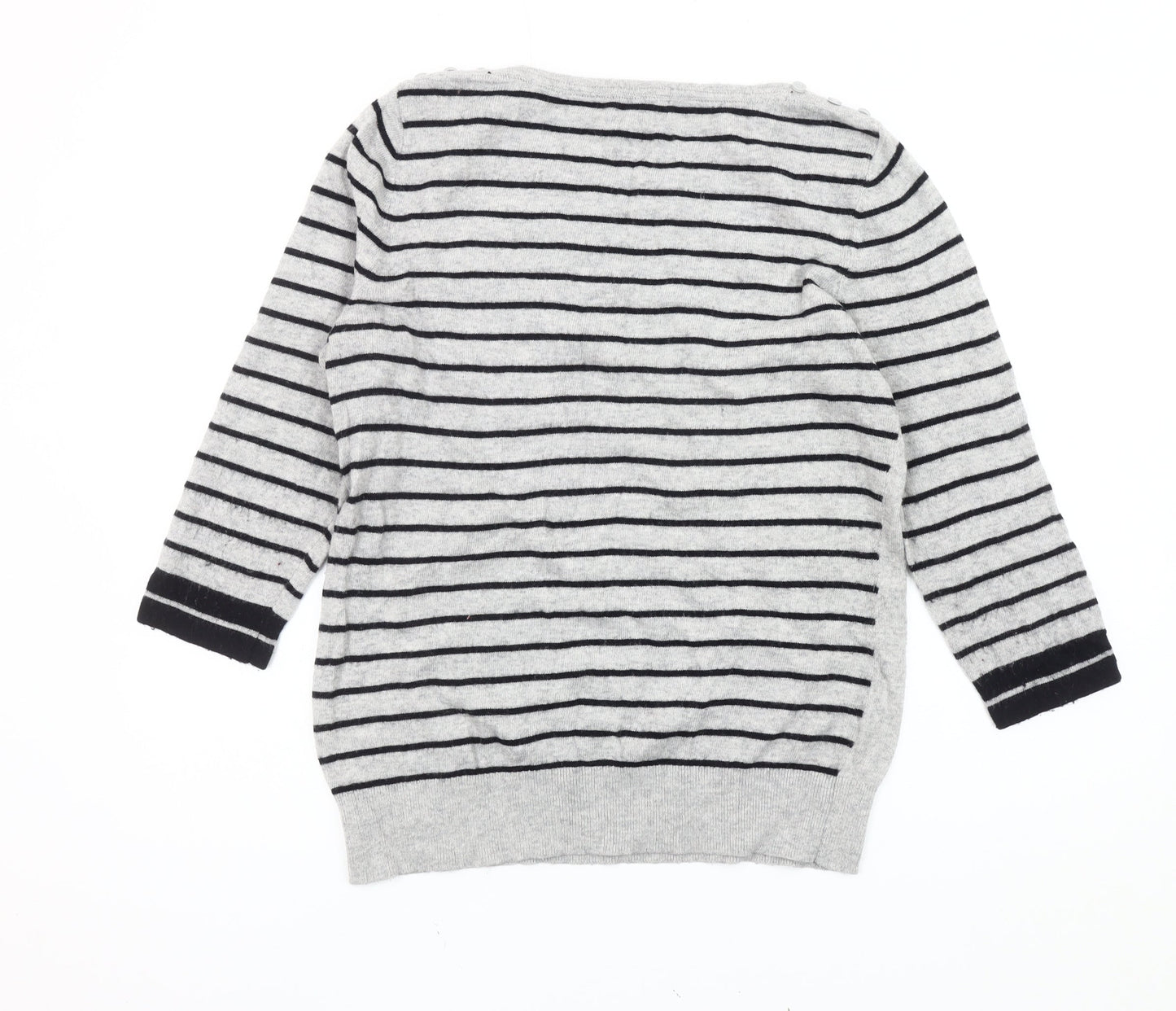 Heyton Women's Grey Striped Nautical Jumper, L Size 14