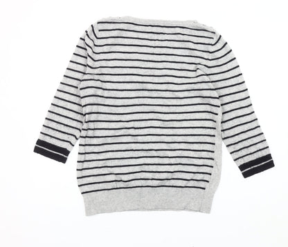 Heyton Women's Grey Striped Nautical Jumper, L Size 14