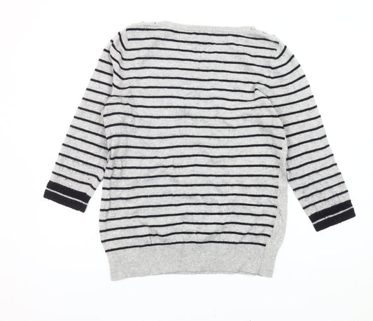 Heyton Women's Grey Striped Nautical Jumper, L Size 14