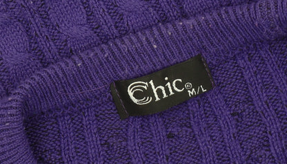 Womens UK Size M CHIC Purple Pullover Jumper