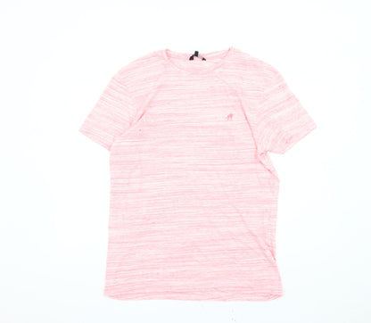 Peacocks Men's Pink Striped Slim Fit T-Shirt L