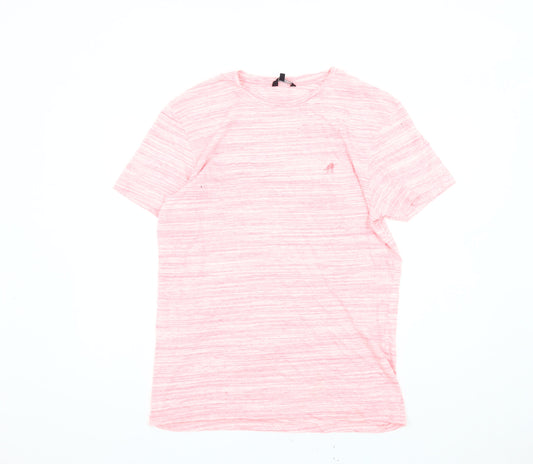 Peacocks Men's Pink Striped Slim Fit T-Shirt L