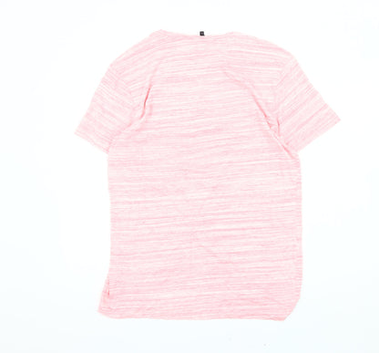 Peacocks Men's Pink Striped Slim Fit T-Shirt L