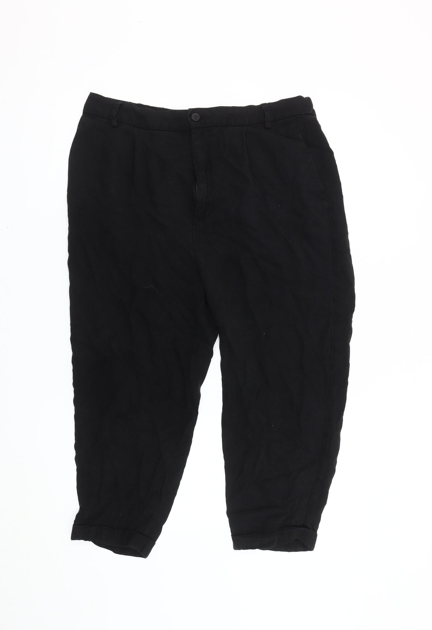Womens UK Size L Zara Relaxed Fit Cargo Black Trousers
