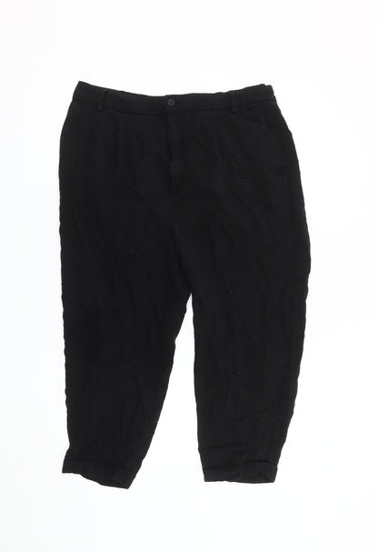 Womens UK Size L Zara Relaxed Fit Cargo Black Trousers