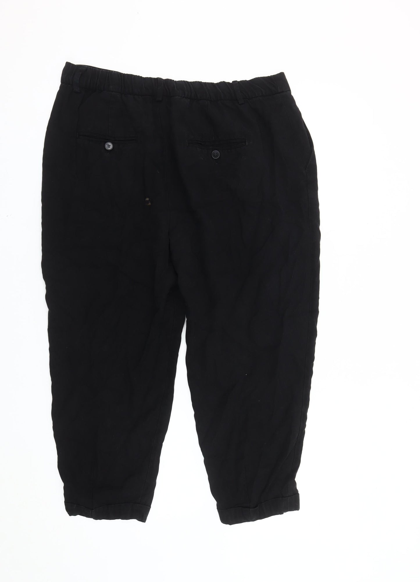Womens UK Size L Zara Relaxed Fit Cargo Black Trousers