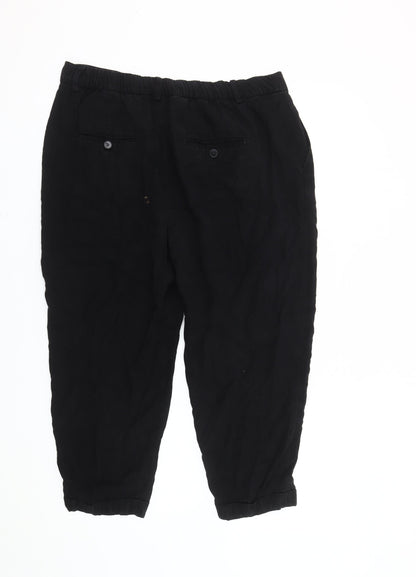 Womens UK Size L Zara Relaxed Fit Cargo Black Trousers