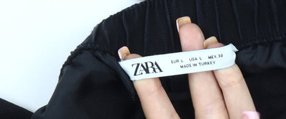 Womens UK Size L Zara Relaxed Fit Cargo Black Trousers