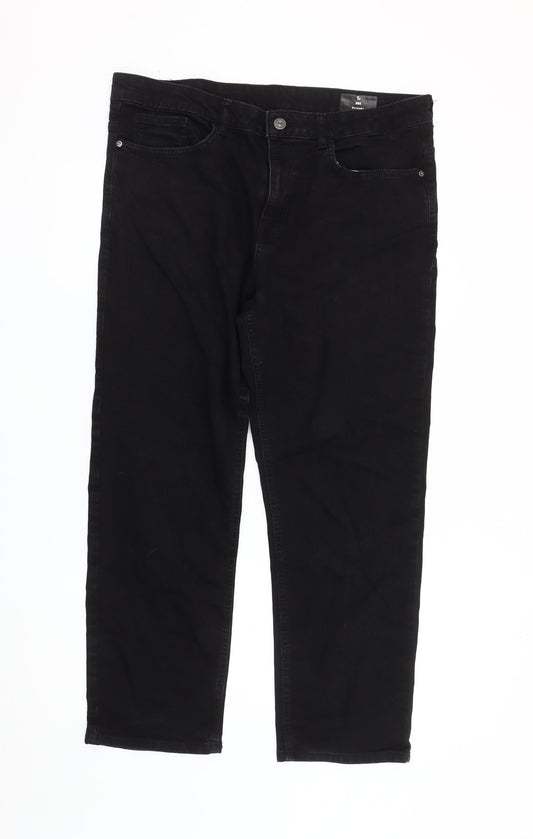 Tu Men's Black Straight Denim Trousers 38S
