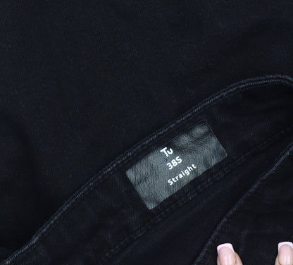 Mens UK Size 38S TU Regular Fit Straight Black Trousers