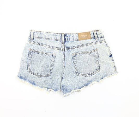 Zara Women's Blue Denim Cut-Off Shorts Size 10