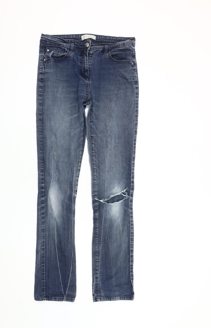 Womens UK Size 12 Papaya Regular Fit Straight Blue Jeans