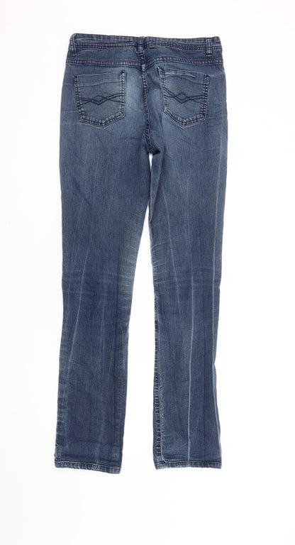 Womens UK Size 12 Papaya Regular Fit Straight Blue Jeans