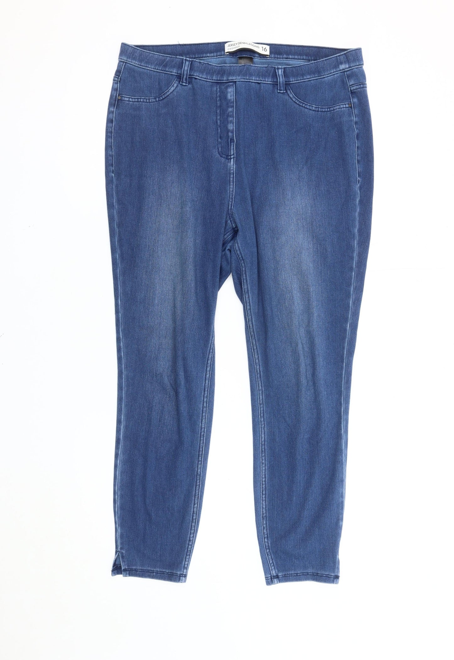 Next Women's Blue Cropped Slim Jersey Jeans Size 16