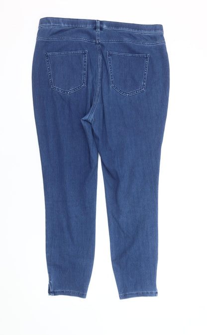 Next Women's Blue Cropped Slim Jersey Jeans Size 16