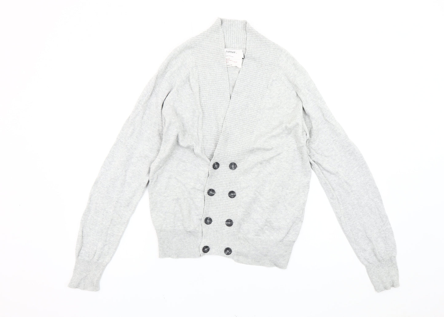 Topman Men's Grey Cotton Cardigan Size S