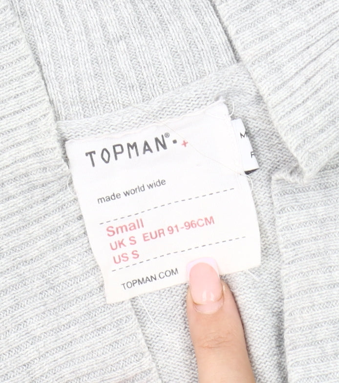 Topman Men's Grey Cotton Cardigan Size S