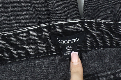 Boohoo Women's Black Straight Jeans, Size 12