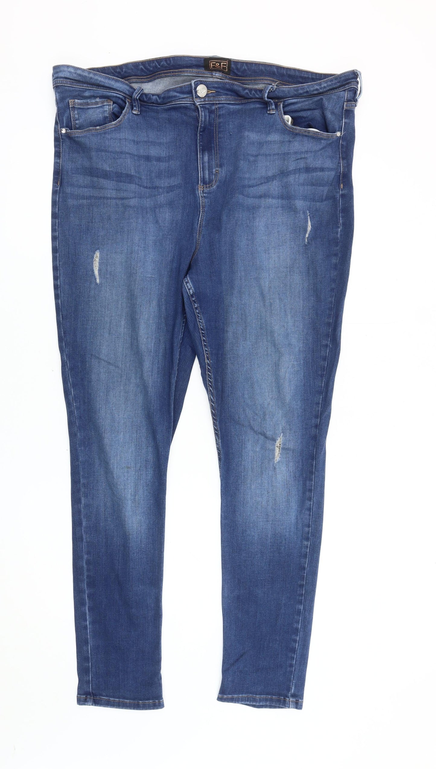 F&F Women's Blue Skinny Jeans Size 12 Distressed