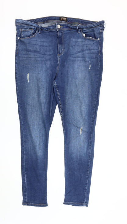 F&F Women's Blue Skinny Jeans Size 12 Distressed