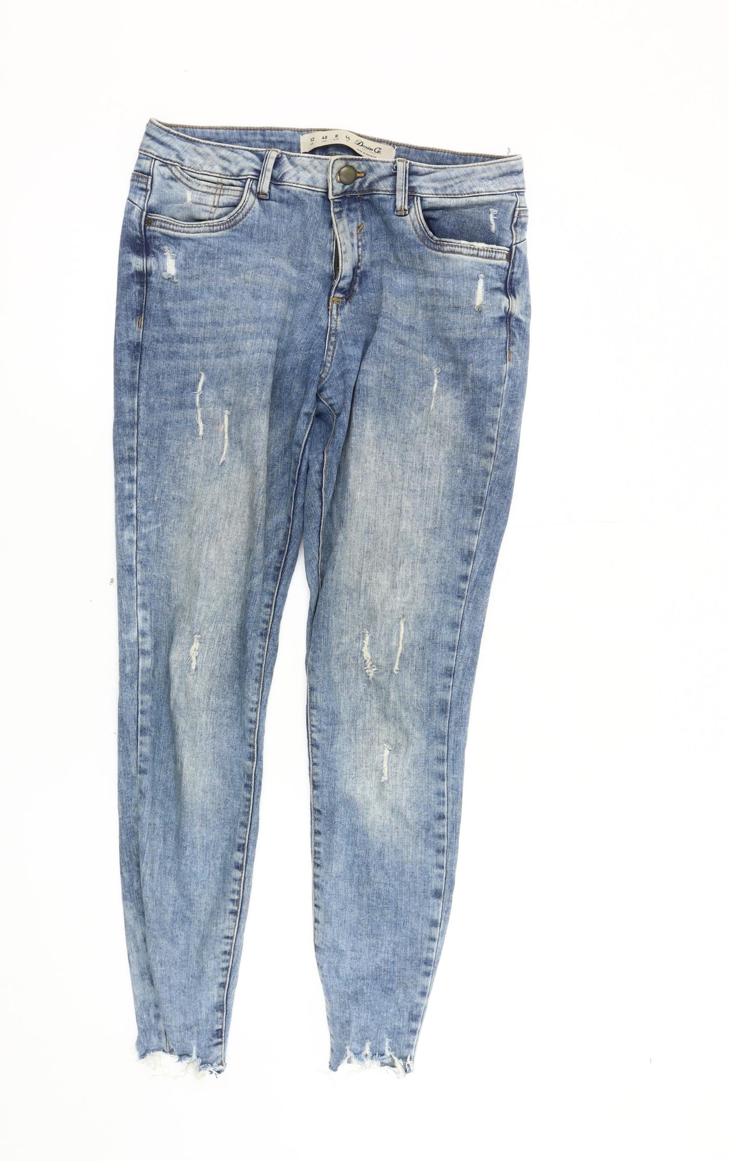 Denim Co. Women's Blue Distressed Skinny Jeans Size 12