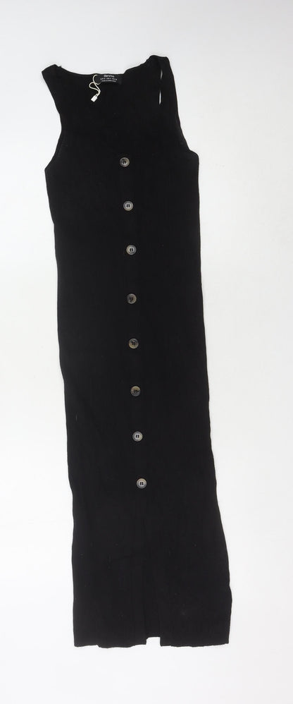 Bershka Women's Black Long Bodycon Dress Size 8
