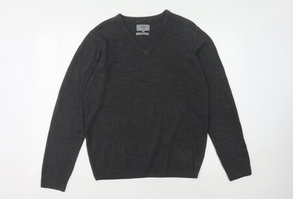 Marks and Spencer Men's Grey V-Neck Pullover Jumper M