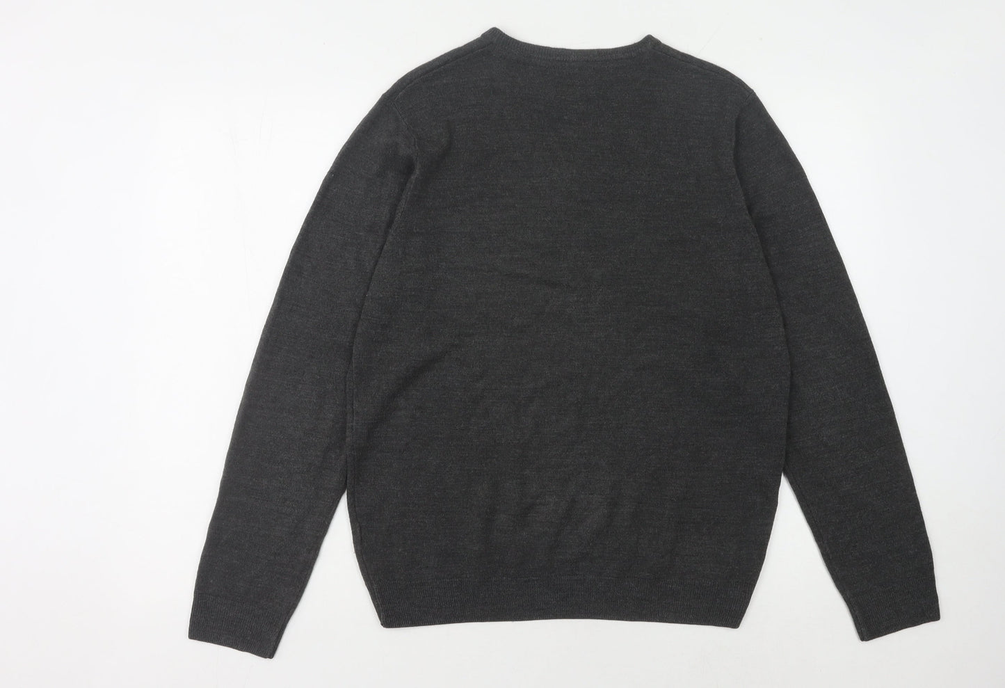 Marks and Spencer Men's Grey V-Neck Pullover Jumper M