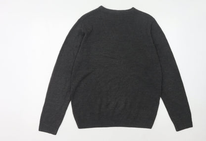 Marks and Spencer Men's Grey V-Neck Pullover Jumper M
