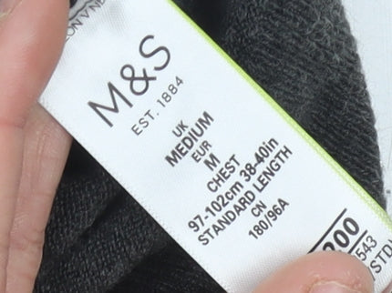 Marks and Spencer Men's Grey V-Neck Pullover Jumper M