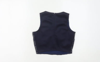 Lipsy London Women's Blue Cropped Lace Blouse