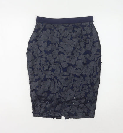 Lipsy Women's Blue Lace Pencil Skirt Size 10