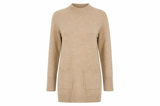 Front view of Principles Women's Beige Long Sleeve Shift Dress, size 10