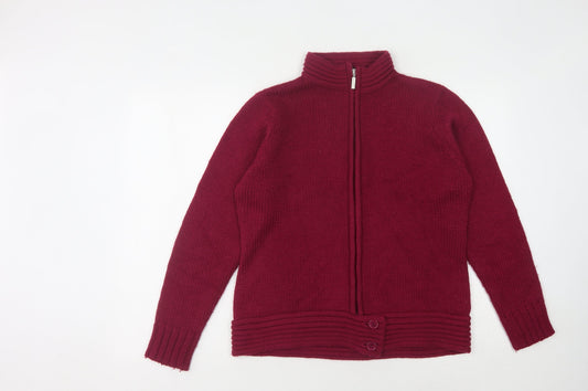 EWM Women's Red Full Zip Jumper, Size M