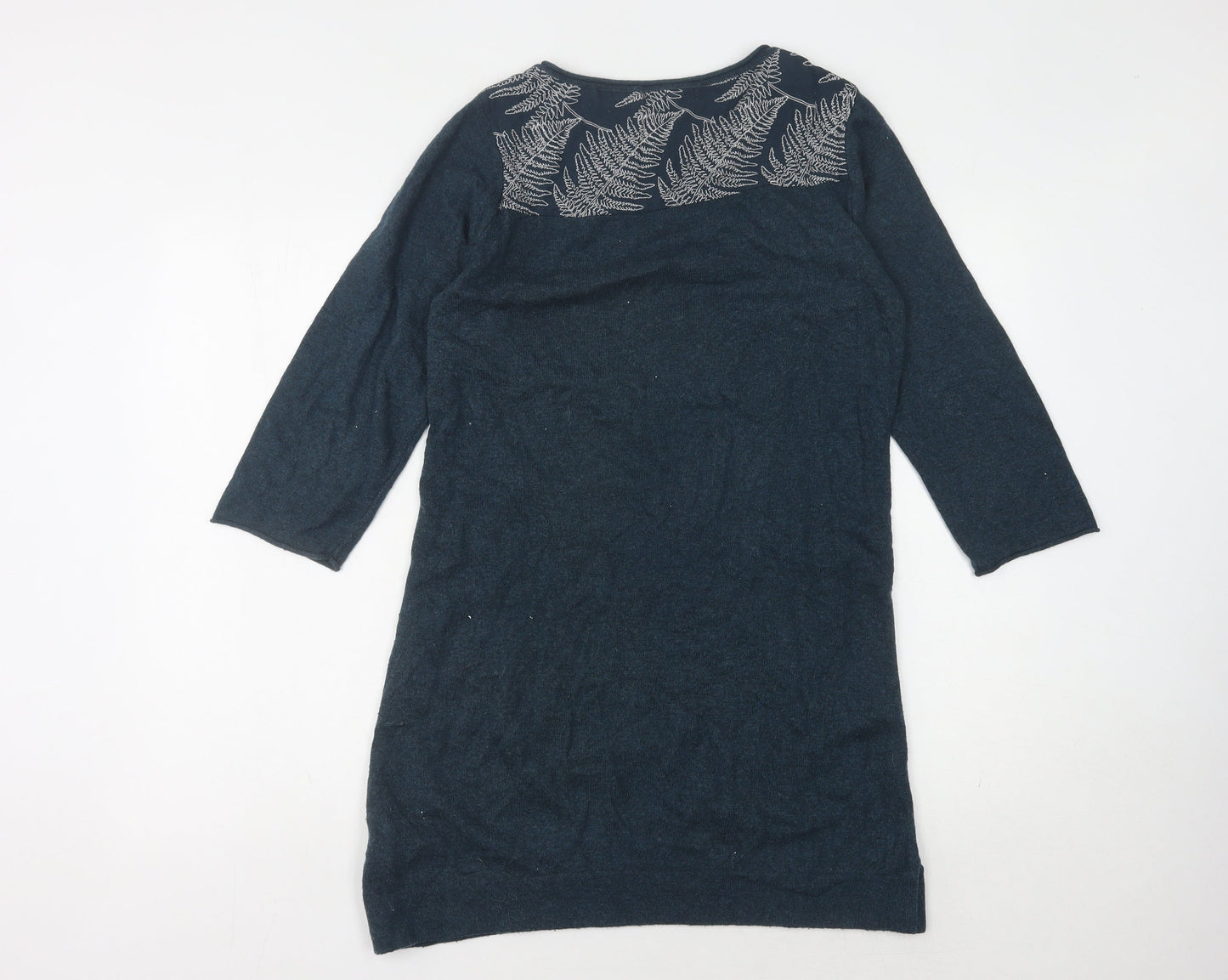 White Stuff Women's Blue Floral Knit Dress Size 12