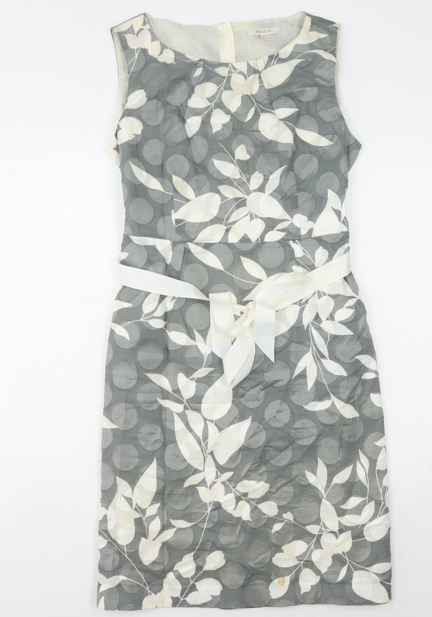 Precis Women's Grey Ivory Floral Dress Size 14