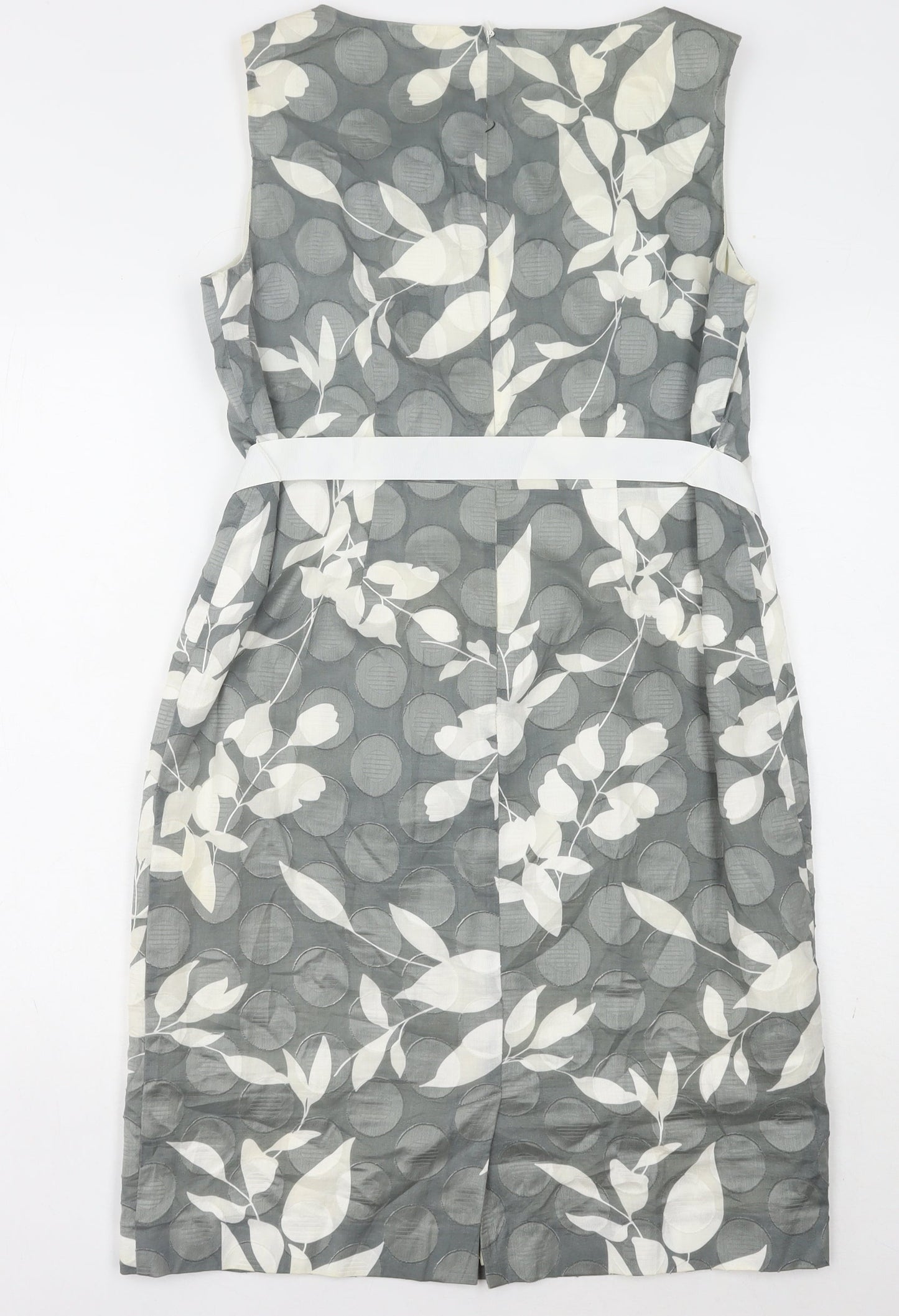 Precis Women's Grey Ivory Floral Dress Size 14