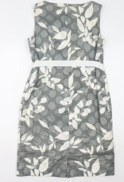 Precis Women's Grey Ivory Floral Dress Size 14